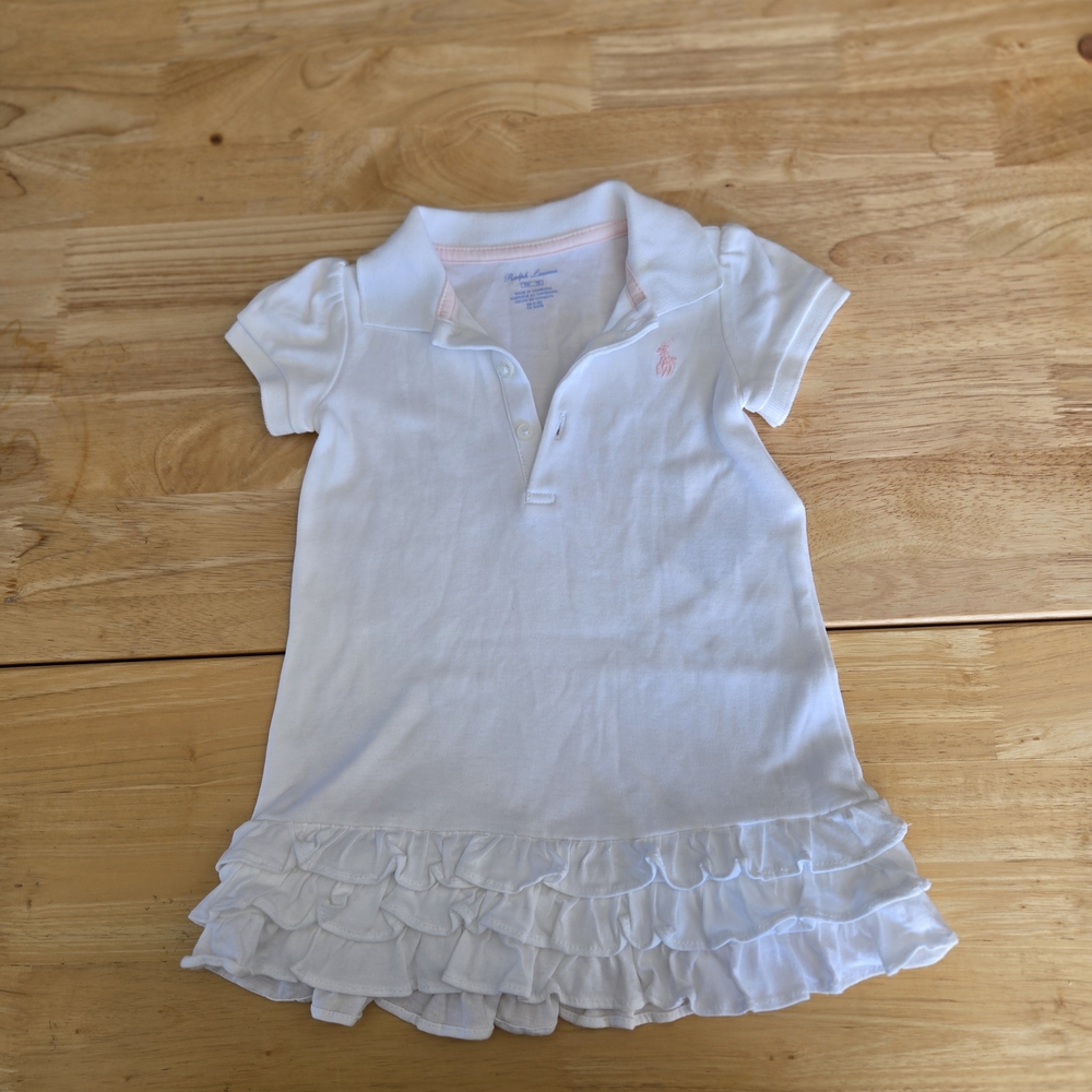 Ralph Lauren White Ruffle Polo